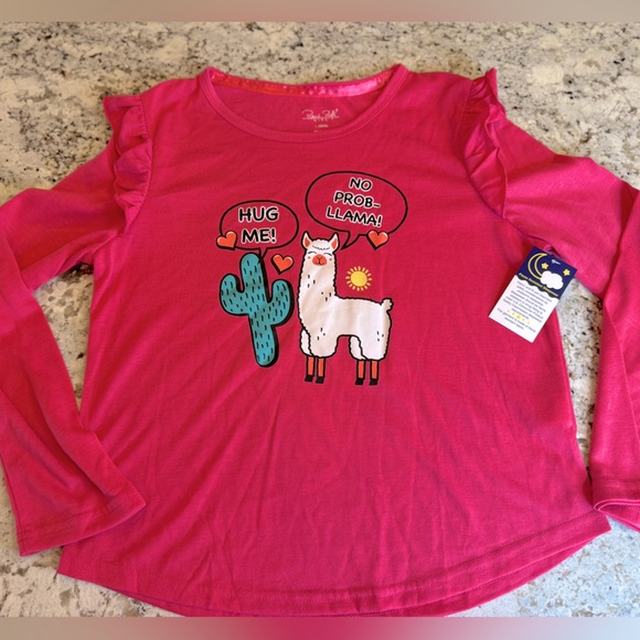 Girl’s llama Pajama Top - Picture 1 of 4